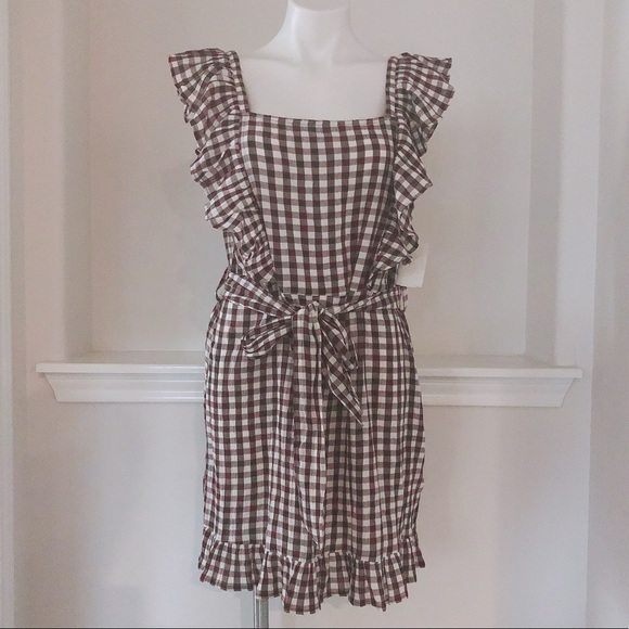 Topshop Dress Gingham Ruffle Mini Size 8 New w/Tag - Picture 8 of 14